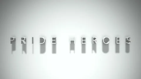 Pride heroes 3D title animation white text on a white background Stock Footage 299381053