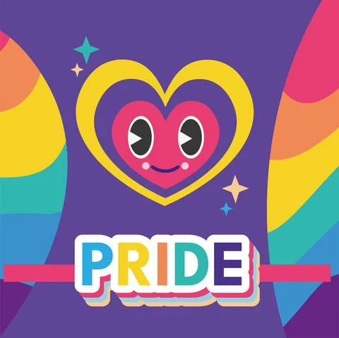Pride lettering with heart Illustrazione stock