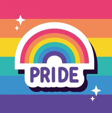 Pride lettering with rainbow Stock Illustration