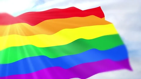Pride LGBT Flag Seamless Loop 4k 60fps on Sky Background Stock Footage 340620296