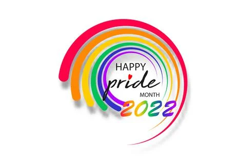 Pride month 2022 round logo with rainbow flag. Banner Pride symbol, LGBT Иллюстрация