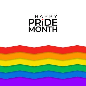 Pride month banner with flat rainbow ribbons.  inclusive pride month header.. Illustrazione stock