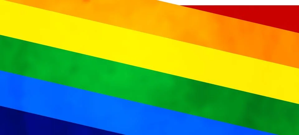 PRIDE MONTH banner on gradient rainbow background. LGBT flag. Template design Stock Illustration