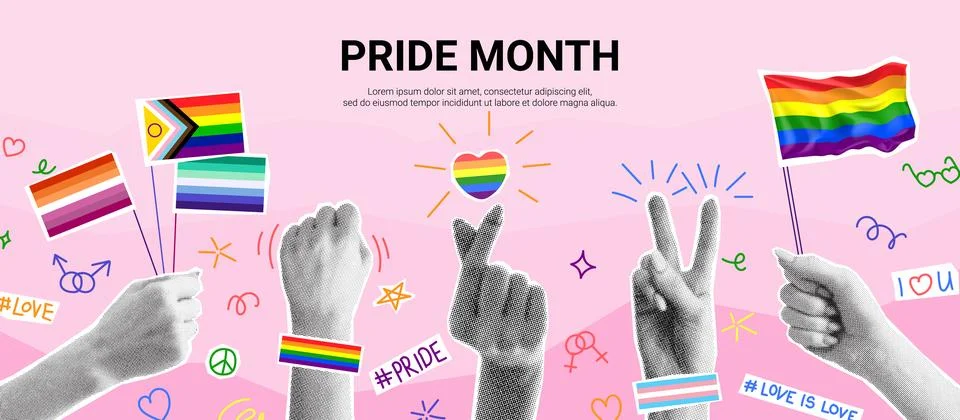 Pride Month collage concept Illustrazione stock