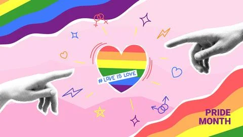 Pride Month collage concept Illustrazione stock