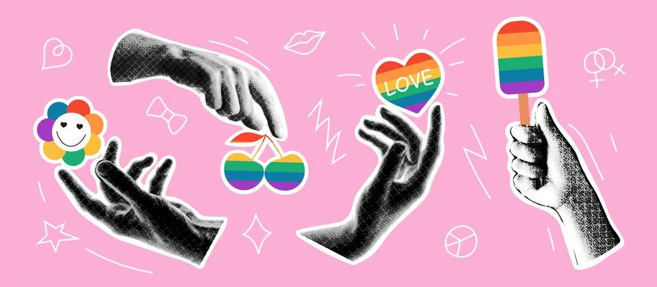 Pride Month collage concept Stock Illustration