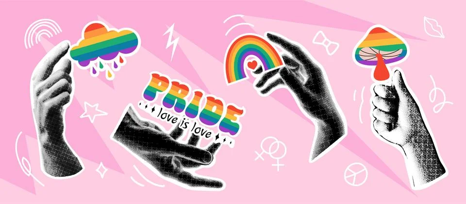 Pride Month collage concept Stock Illustration