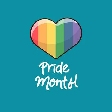Pride month concept - pride heart with pride color and comic font. Stock Illustration