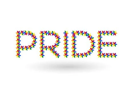Pride Month Floral Typography Vector, Pride Month Floral alphabet Stock Illustration