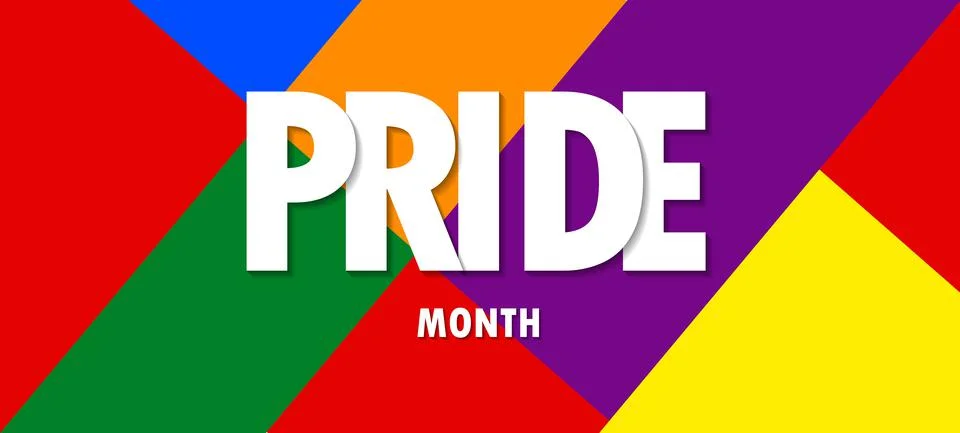 PRIDE MONTH gradient rainbow background. LGBT flag. Template design, vector Stock Illustration