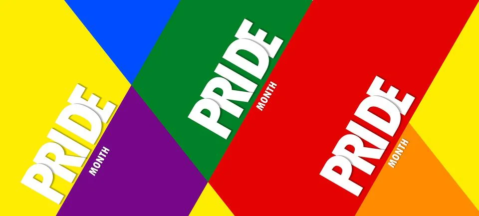 PRIDE MONTH gradient rainbow background. LGBT flag. Template design, vector Stock Illustration