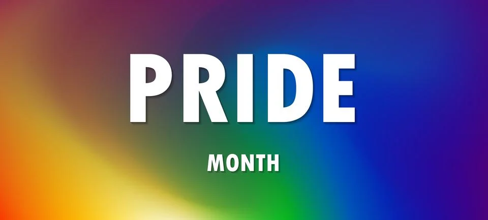 PRIDE MONTH gradient rainbow background. LGBT flag. Template design, vector Stock Illustration