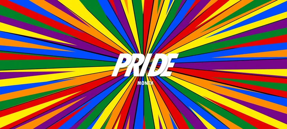 PRIDE MONTH gradient rainbow background. LGBT flag. Template design, vector Stock Illustration