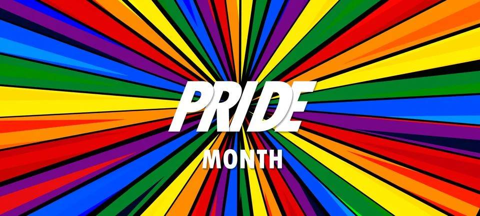 PRIDE MONTH gradient rainbow background. LGBT flag. Template design, vector Stock Illustration