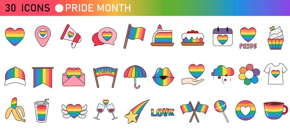 Pride month icon set. Vector illustration Stock Illustration