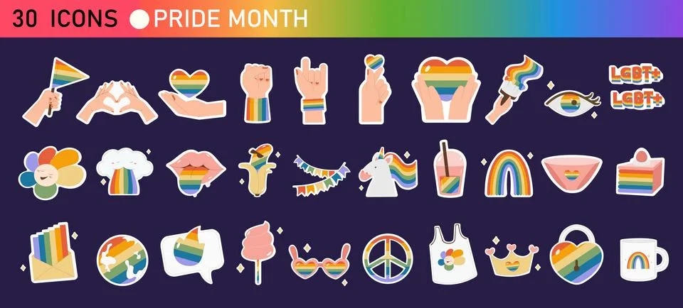 Pride month icon set. Vector illustration 스톡 일러스트