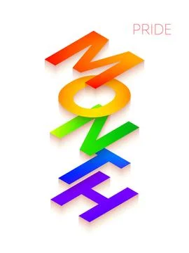 Pride Month Isometric Text Poster Stockillustratie