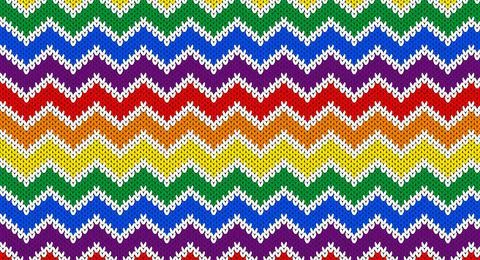 Pride month knitted patter, Zigzag rainbow color knitted, Festive Sweater D.. Stock Illustration
