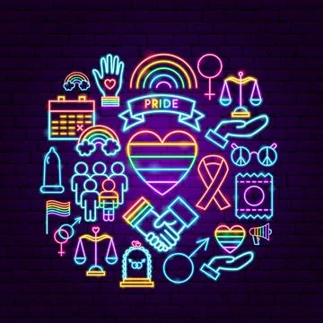 Pride Month Neon Concept 스톡 일러스트