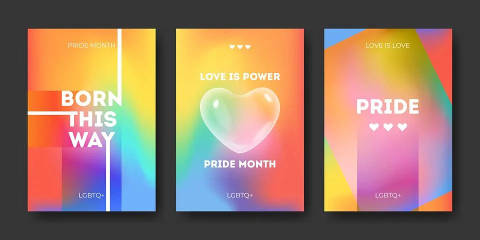 Pride month poster with rainbow gradient bg Illustrazione stock