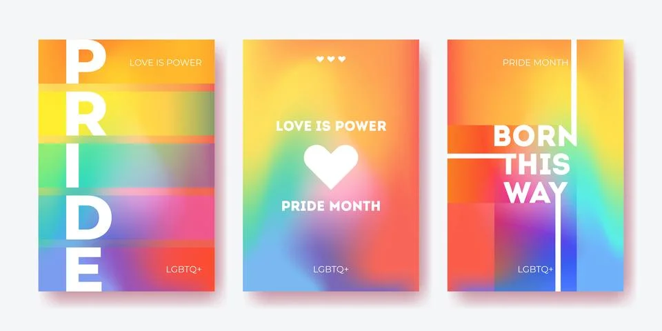 Pride month poster with rainbow gradient bg Stock Illustration