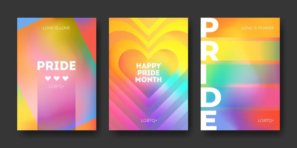 Pride month poster with rainbow gradient bg 스톡 일러스트