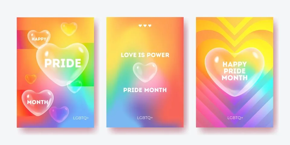 Pride month poster with rainbow gradient bg 스톡 일러스트