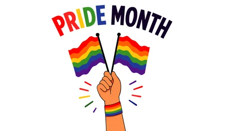 Pride Month Rainbow Flags Celebration Animation for LGBTQ Community Stock-Footage 335348813