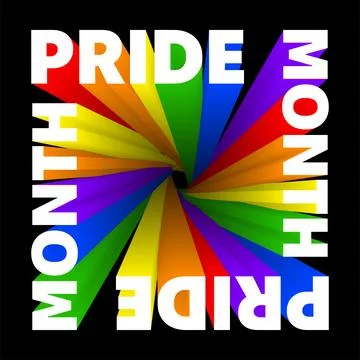 Pride Month Rainbow Text Poster 库存插图