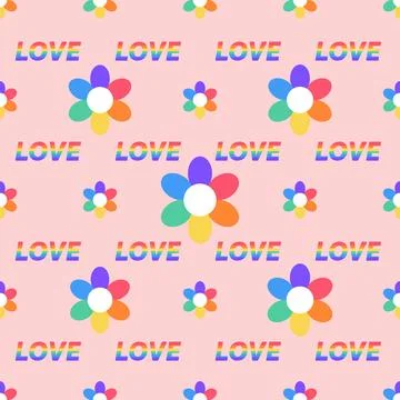 Pride Month seamless pattern.  Symbol of the LGBT community and Rainbow ele.. Illustrazione stock