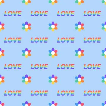 Pride Month seamless pattern.  Symbol of the LGBT community and Rainbow ele.. Stock Illustration