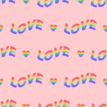 Pride Month seamless pattern.  Symbol of the LGBT community and Rainbow ele.. Illustrazione stock