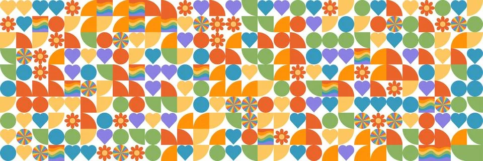 Pride month simple vintage pattern. LGBTQ community vector illustrations in Illustrazione stock