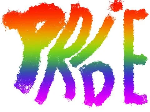 Pride Month, text Pride, color text, rainbow background, illustration, Stock Illustration