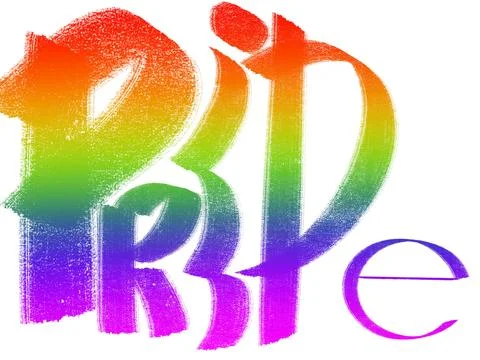 Pride Month, text Pride, color text, rainbow background, illustration, Stock Illustration