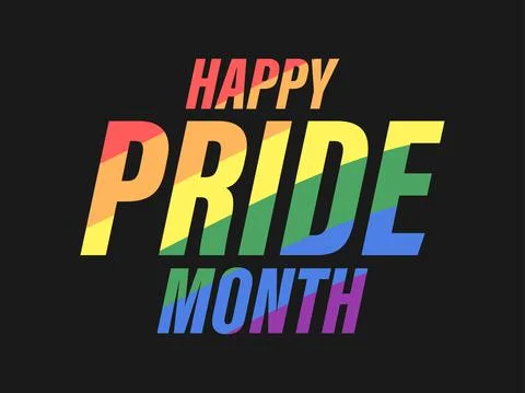 Pride month text with rainbow flag. LGBT Pride June. Tolerance and love Stock Illustration