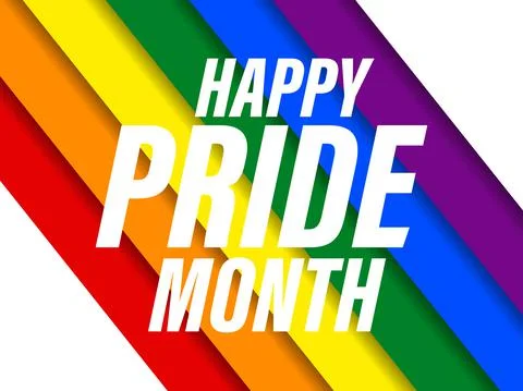 Pride month text on rainbow stripes background. LGBT flag. Tolerance and love Stock Illustration
