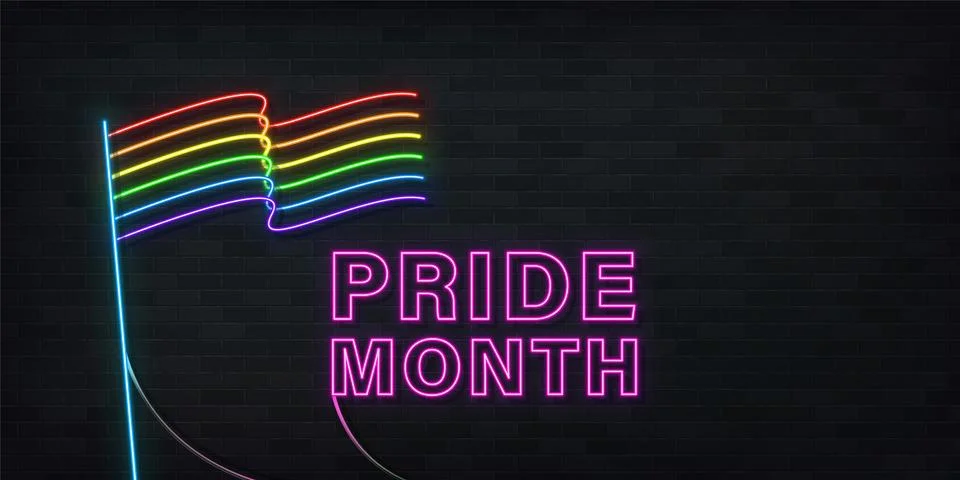 Pride neon text vector design template. LGBT neon logo, light banner design Stock Illustration