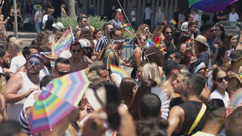 Pride parade crowd Stock Footage 111401102