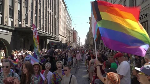 Pride parade in Helsinki, Finland Stock Footage 200199780