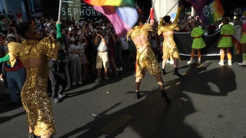 Pride Parade Men With Flags 動画素材 242984758