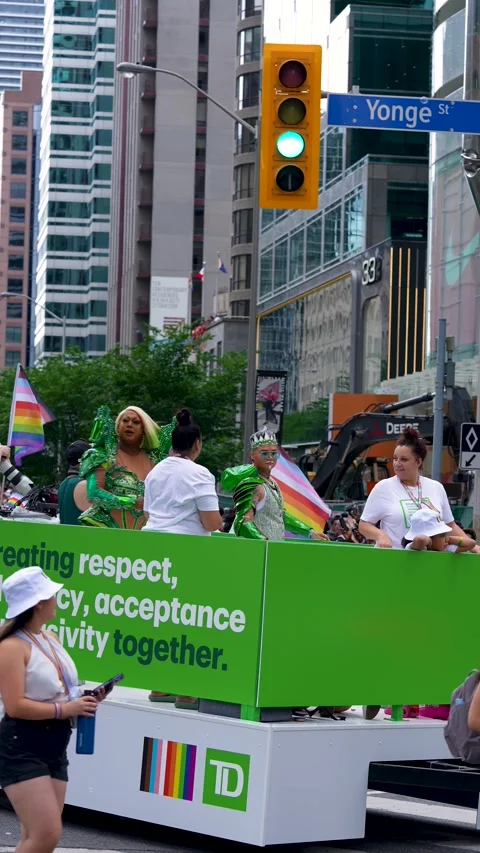 Pride Parade Performer Singing on Branded Float in Toronto Stock-Footage 332018076