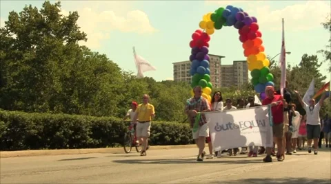 Pride Parade Rainbow Arch Stock Footage 57464304