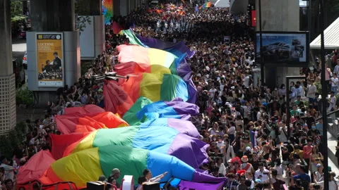 Pride Parade - Rainbow Flag 動画素材 242983935