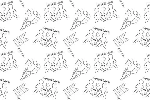 Pride Patterns - Love is Love Coloring Page Stock Illustration