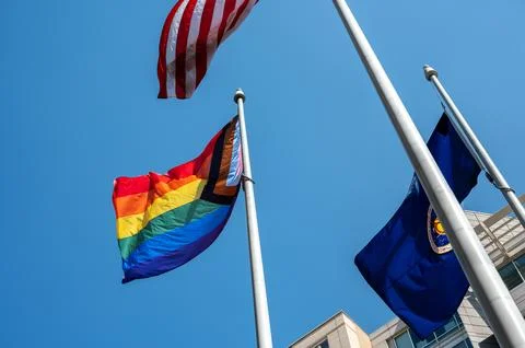 Pride Progress Flag Raising Ceremony at NASA HQ. The Pride Stock Photos