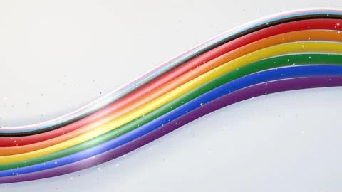 Pride Progress Rainbow Satin Ribbons Flowing On White Seamless Loop Stock Footage 346936182