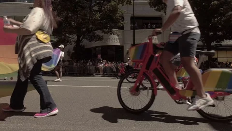 Pride Rainbow Electric Bikes Stock Footage 112604096
