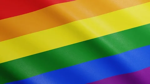 Pride Rainbow Flag with Realistic Fabric Texture Waving in the Wind LGBT Stock Footage 127789977