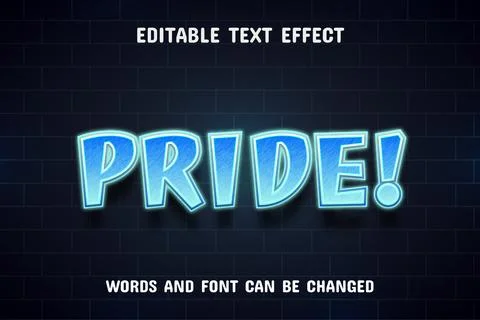 Pride text - neon text effect editable Stock Illustration